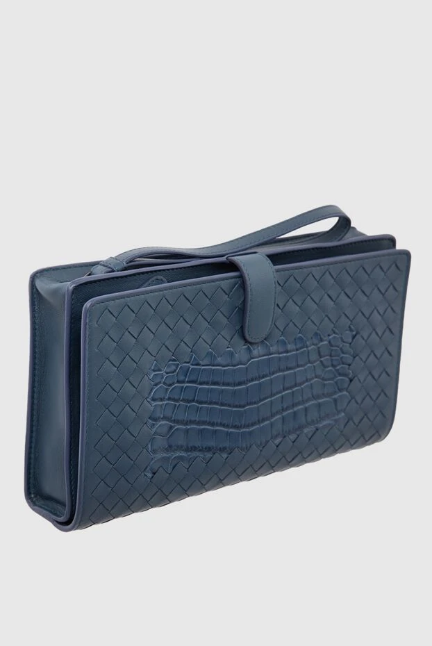 Bottega Veneta man men's clutch bag made of genuine leather and crocodile skin blue 166510 - photo 2