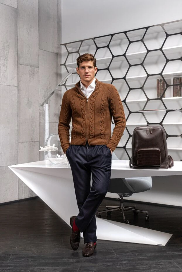 Magnanni мужские кожаные лоферы с кисточками плетение тёмно-коричневые 166552 - фото 2