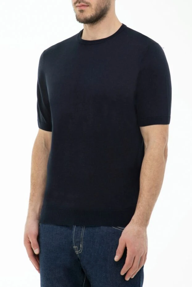 Cesare di Napoli man silk short sleeve jumper blue for men buy with prices and photos 166553 - photo 2
