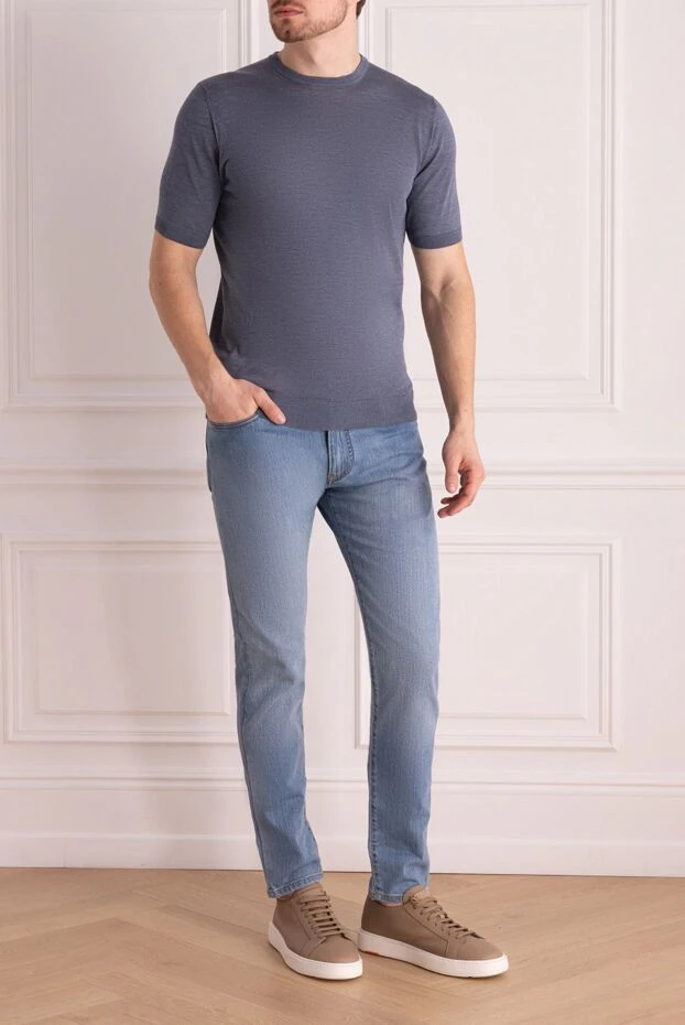 Cesare di Napoli man silk short sleeve jumper gray for men buy with prices and photos 166556 - photo 2