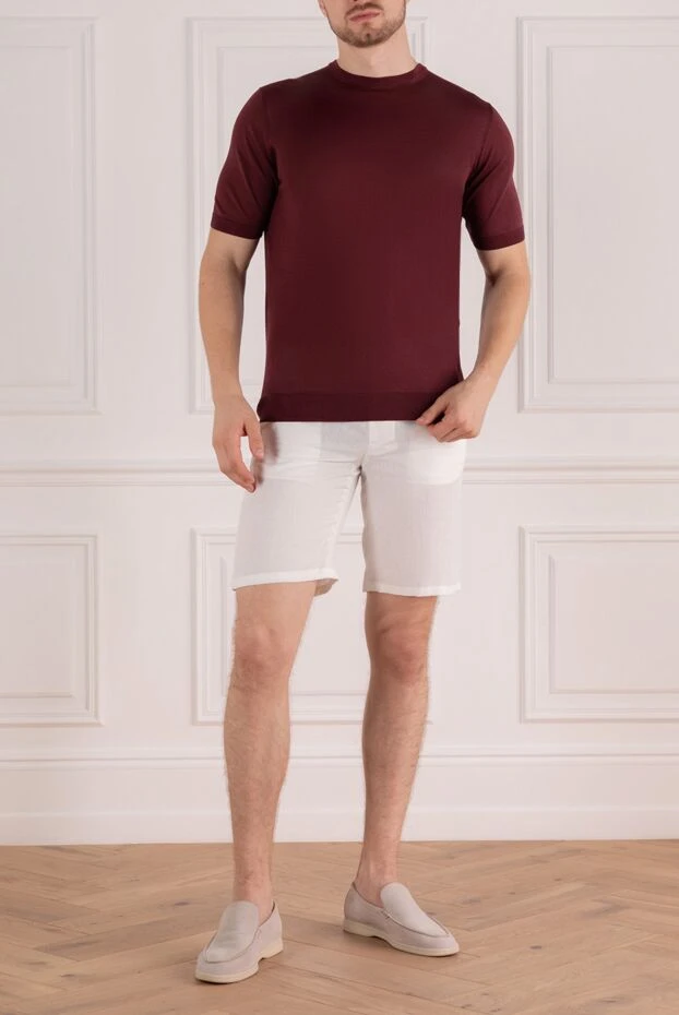 Cesare di Napoli man silk short sleeve jumper burgundy for men buy with prices and photos 166560 - photo 2