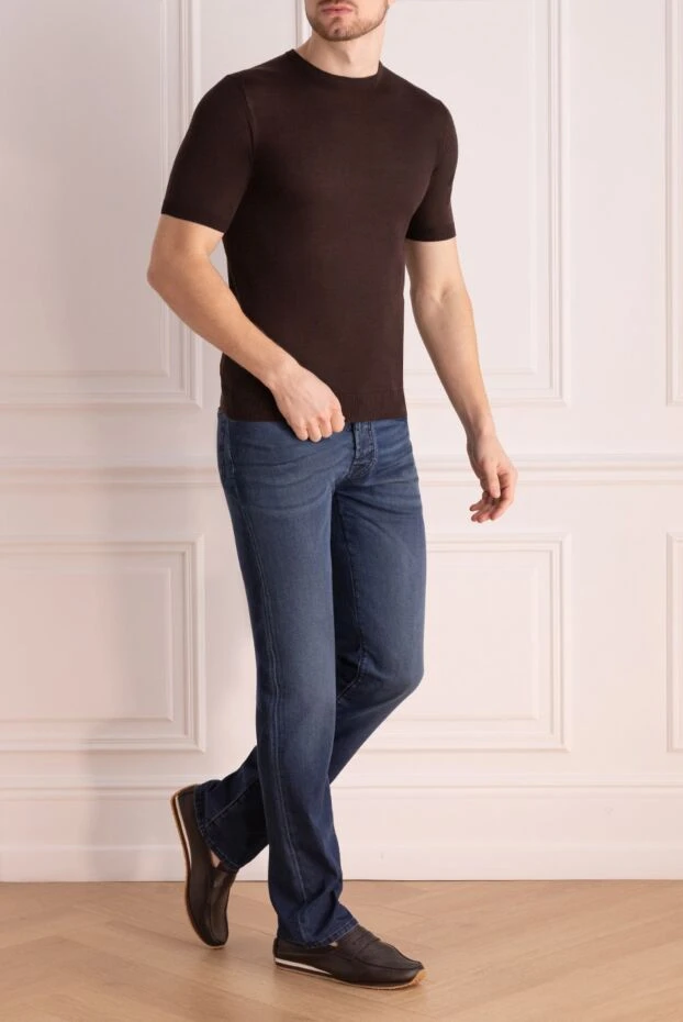 Cesare di Napoli man short-sleeved jumper in silk brown for men buy with prices and photos 166566 - photo 2