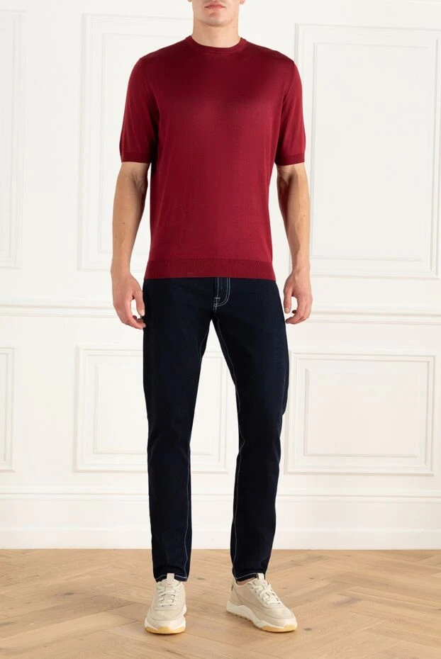 Cesare di Napoli man red silk short sleeve jumper for men buy with prices and photos 166567 - photo 2