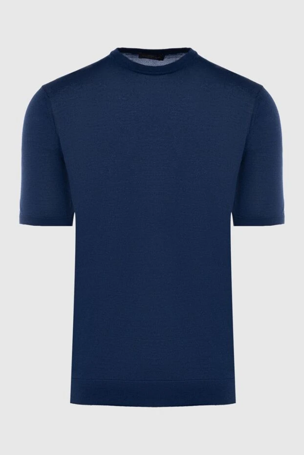 Cesare di Napoli man silk short sleeve jumper blue for men buy with prices and photos 166568 - photo 1