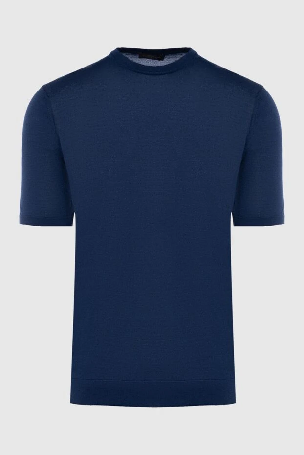 Cesare di Napoli dark blue silk short-sleeve jumper with crew neck for men 196557 - photo 1