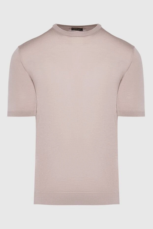 Cesare di Napoli man beige silk short sleeve jumper for men buy with prices and photos 166571 - photo 1