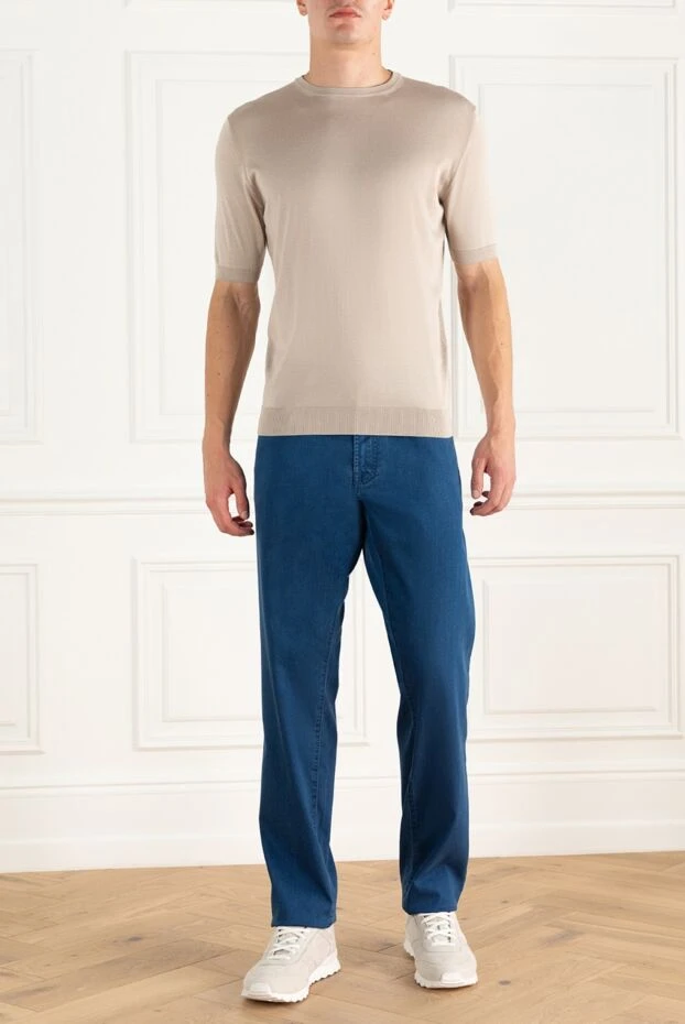 Cesare di Napoli man beige silk short sleeve jumper for men buy with prices and photos 166572 - photo 2