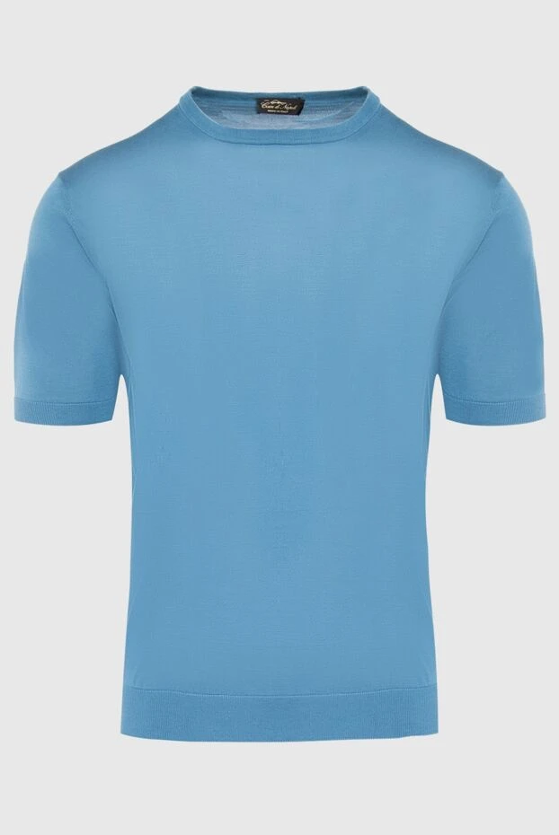 Cesare di Napoli man blue short sleeve silk jumper for men buy with prices and photos 166577 - photo 1