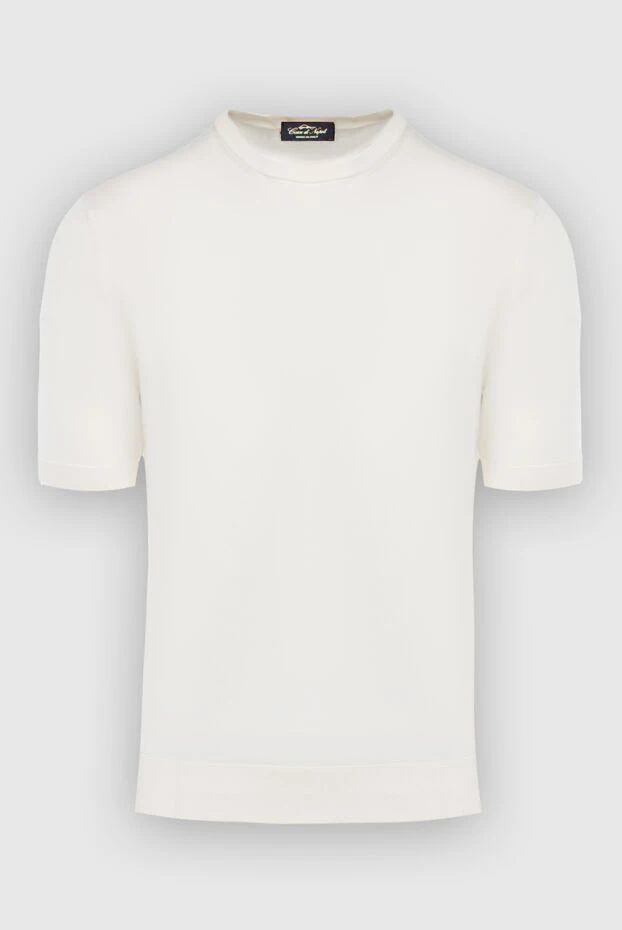 Cesare di Napoli man short sleeve jumper in silk and cotton white for men buy with prices and photos 166584 - photo 1