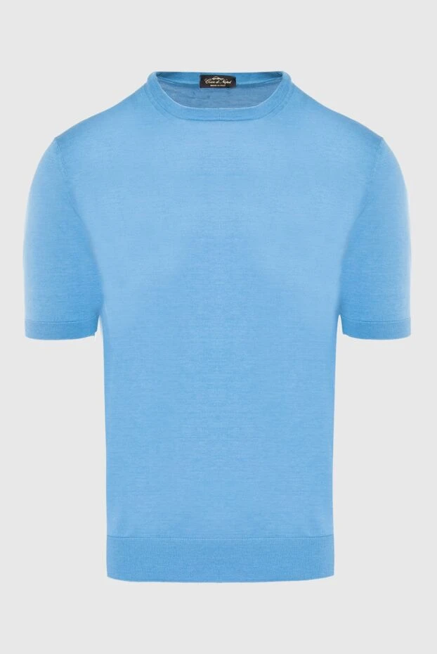 Cesare di Napoli man short sleeve jumper in silk and cotton blue for men buy with prices and photos 166585 - photo 1