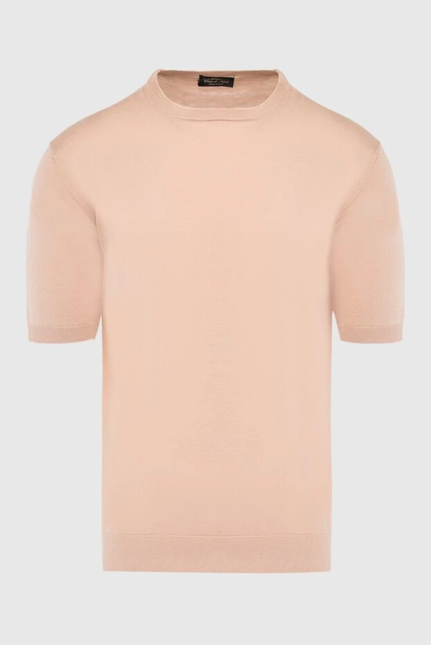 Cesare di Napoli man short sleeve jumper in silk and cotton beige for men buy with prices and photos 166587 - photo 1