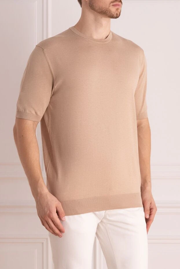 Cesare di Napoli beige knitted short-sleeve jumper for men 196951 - photo 3