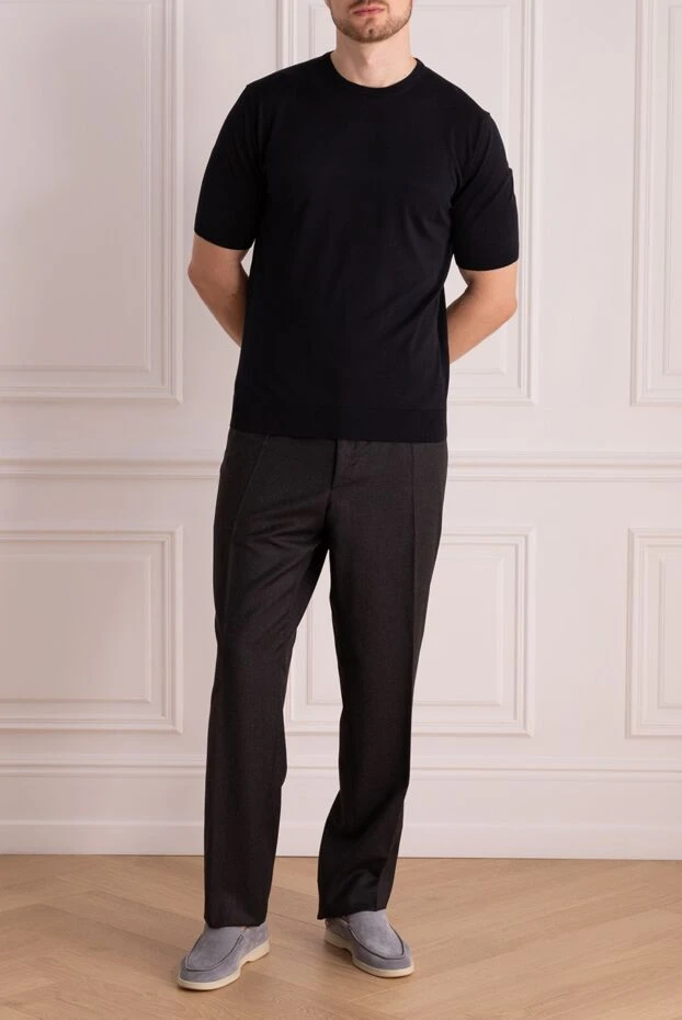 Cesare di Napoli man short sleeve jumper in silk and cotton black for men buy with prices and photos 166589 - photo 2