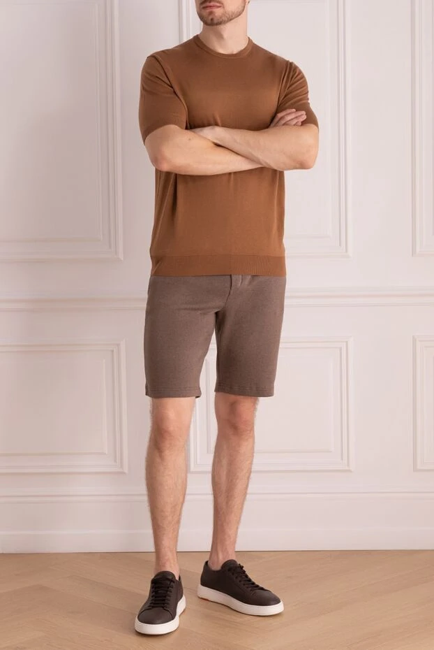 Cesare di Napoli man short sleeve jumper in silk and cotton brown for men buy with prices and photos 166590 - photo 2