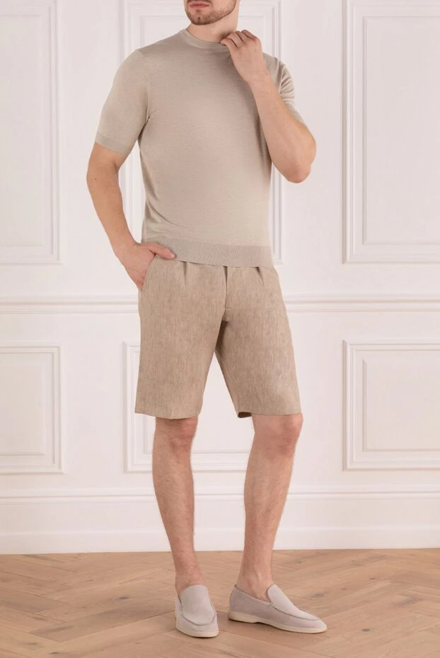 Cesare di Napoli man short sleeve jumper in silk and cotton beige for men buy with prices and photos 166591 - photo 2