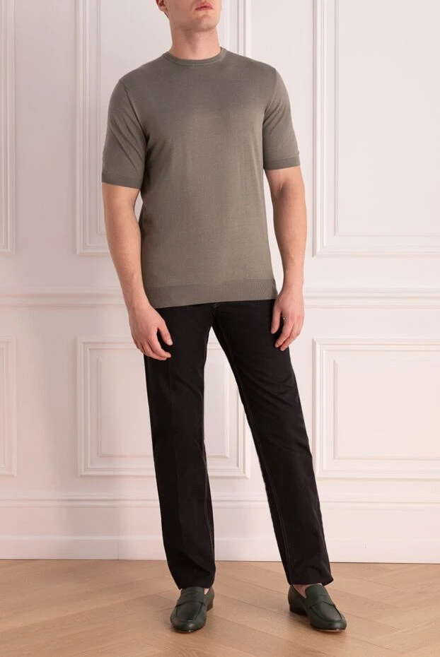 Cesare di Napoli man short sleeve jumper in silk and cotton beige for men buy with prices and photos 166592 - photo 2