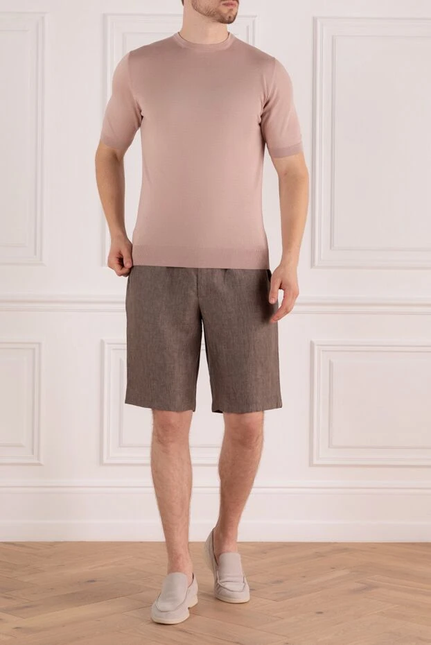 Cesare di Napoli man short sleeve jumper in silk and cotton beige for men buy with prices and photos 166593 - photo 2