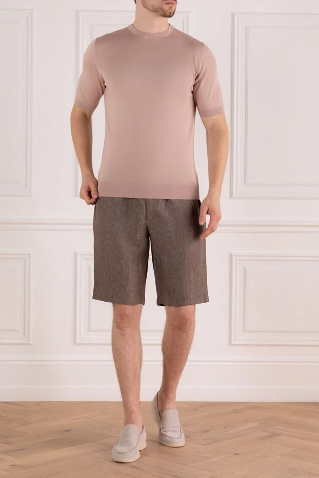 Cesare di Napoli beige fine-knit short-sleeve jumper for men 197049 - photo 2
