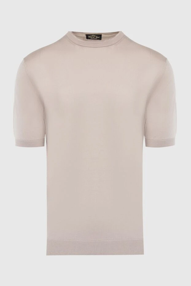 Cesare di Napoli man short sleeve jumper in silk and cotton beige for men buy with prices and photos 166594 - photo 1