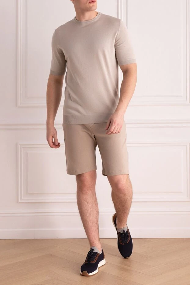 Cesare di Napoli man short sleeve jumper in silk and cotton beige for men buy with prices and photos 166594 - photo 2