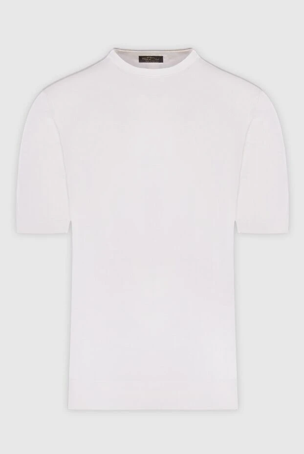 Cesare di Napoli man short sleeve jumper in silk and cotton white for men buy with prices and photos 166599 - photo 1