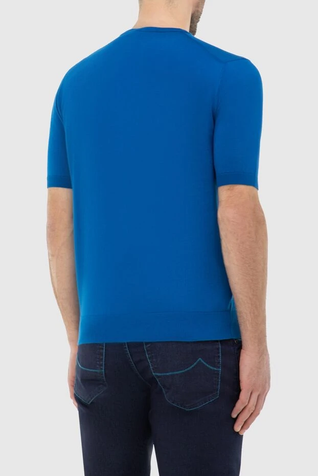 Cesare di Napoli blue cotton knit short-sleeve jumper for men 196913 - photo 3