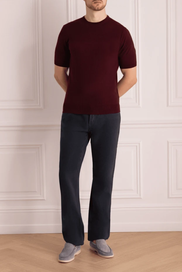 Cesare di Napoli man cotton short sleeve jumper burgundy for men buy with prices and photos 166623 - photo 2
