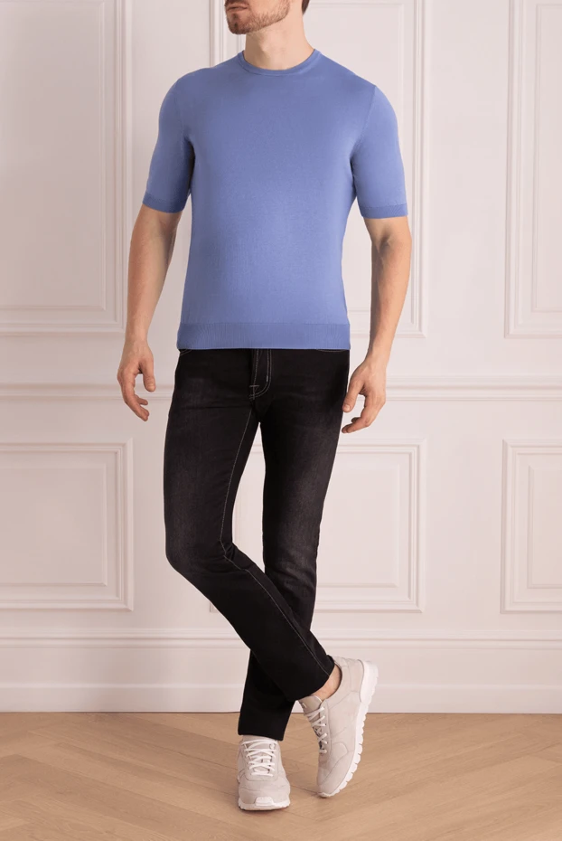 Cesare di Napoli man cotton short sleeve jumper blue for men buy with prices and photos 166646 - photo 2
