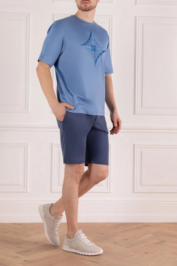 Cesare di Napoli мужские шорты из хлопка синие мужские купить с ценами и фото 166649 - фото 2