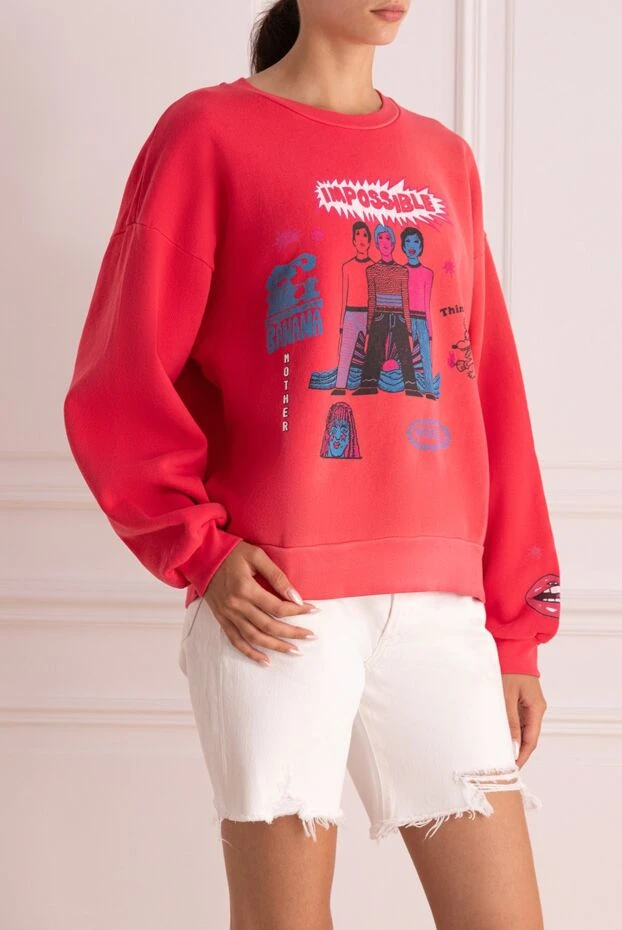 Mother Denim red women's loose-fitting sweatshirt with art print and inscriptions 195638 - photo 3