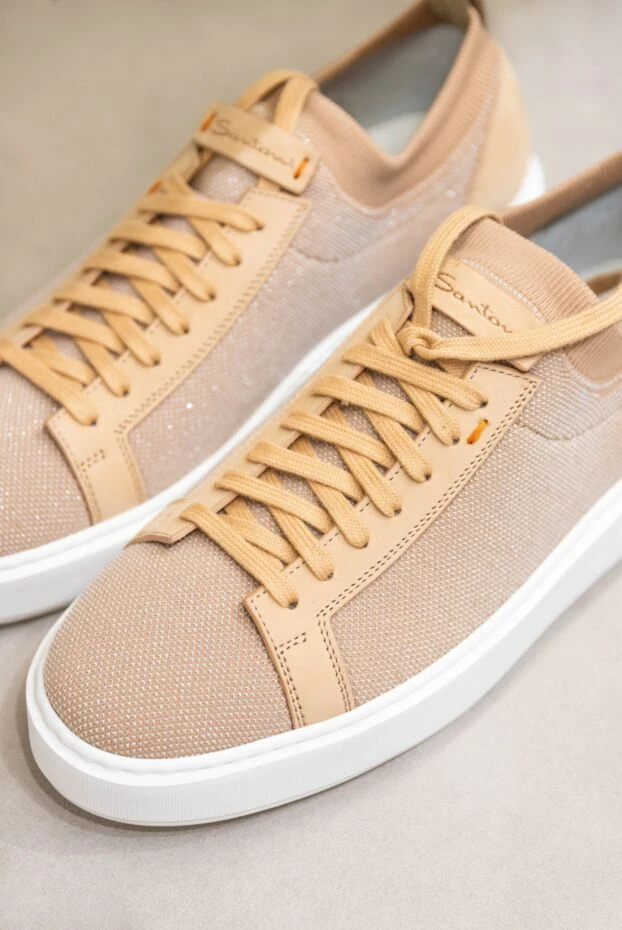 Santoni women's sneakers with a glittery texture and peach inserts 166674 - photo 2