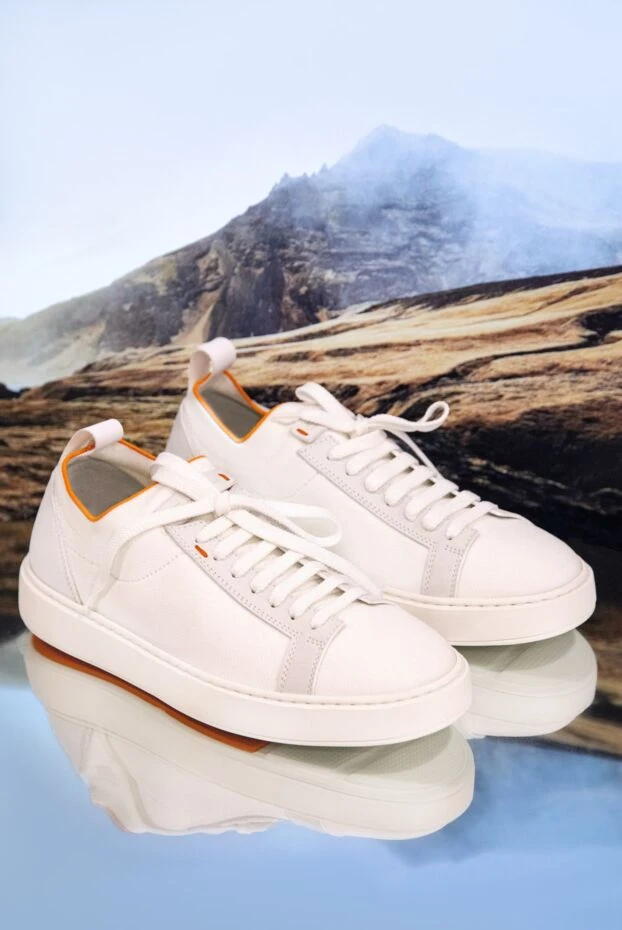 Santoni women's sneakers with orange inserts in beige 166675 - photo 2