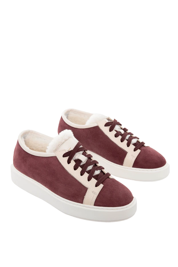 Santoni woman burgundy nubuck and fur sneakers for women buy with prices and photos 166743 - photo 2