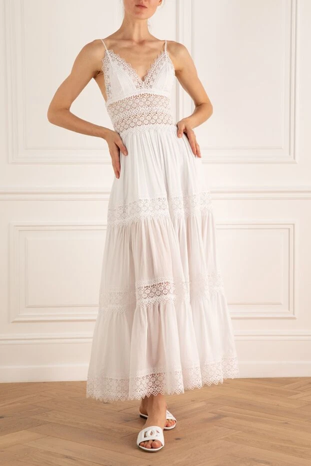 Charo Ruiz женские платье из хлопка и полиэстера белое женское купить с ценами и фото 166803 - фото 2