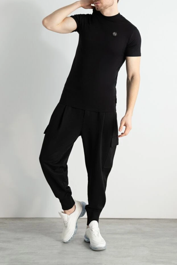 Philipp Plein men's black t-shirt in thick knit with compact chevron 195469 - photo 2