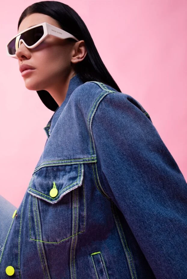 MSGM women's cotton denim jacket with lemon-colored accent fittings 166868 - photo 2