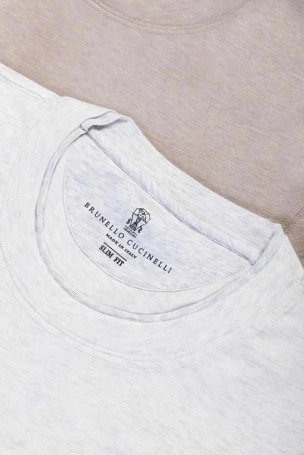 Brunello Cucinelli базовая футболка из эластичного хлопка в светлом тоне 166917 - фото 2