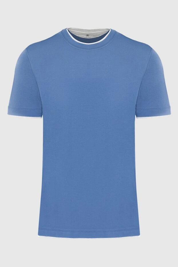 Футболка з бавовни синя чоловіча - фото 1