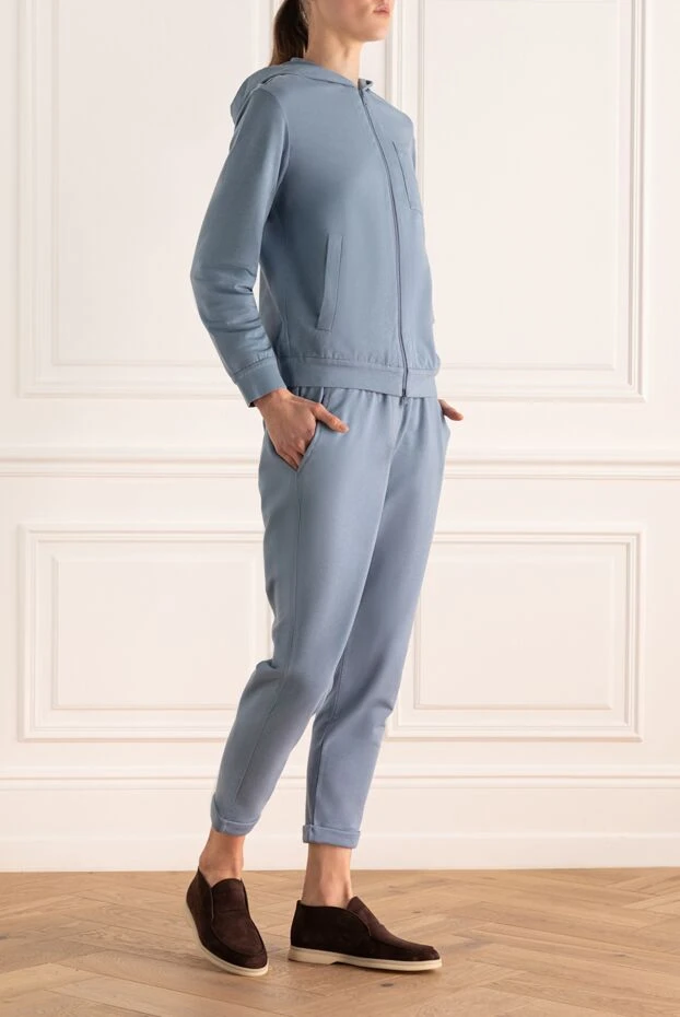 Brunello Cucinelli голубой костюм из хлопкового трикотажа с капюшоном 166926 - фото 3