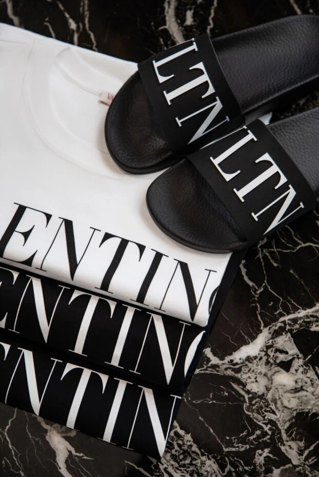 Valentino men's rubber flip flops with white print vltn 166947 - photo 2