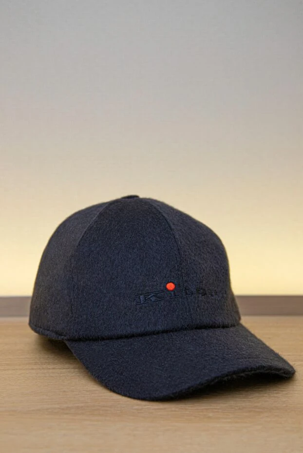 Kiton black cashmere baseball cap with embroidery and signature dot 167012 - photo 2