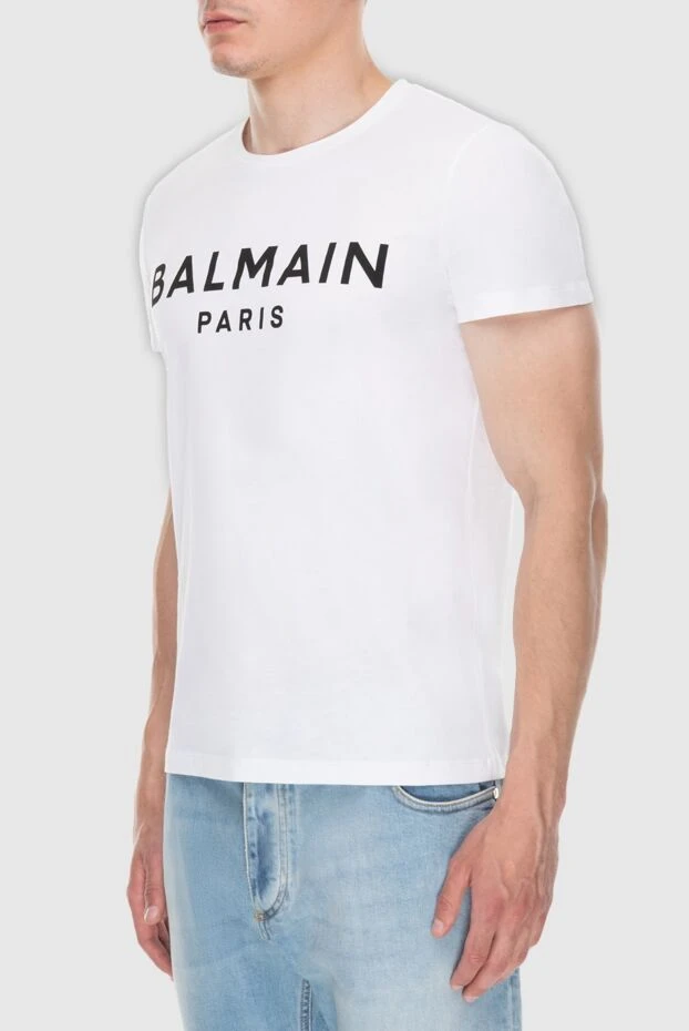 Balmain мужские футболка из хлопка белая мужская 174880 - фото 3