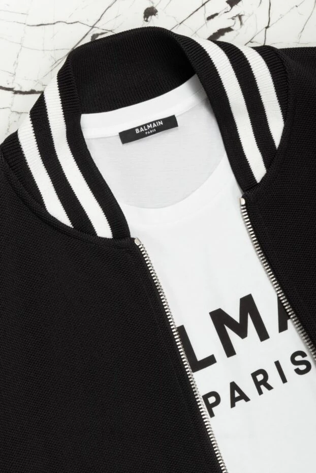 Balmain white cotton t-shirt with black logo 167026 - photo 2