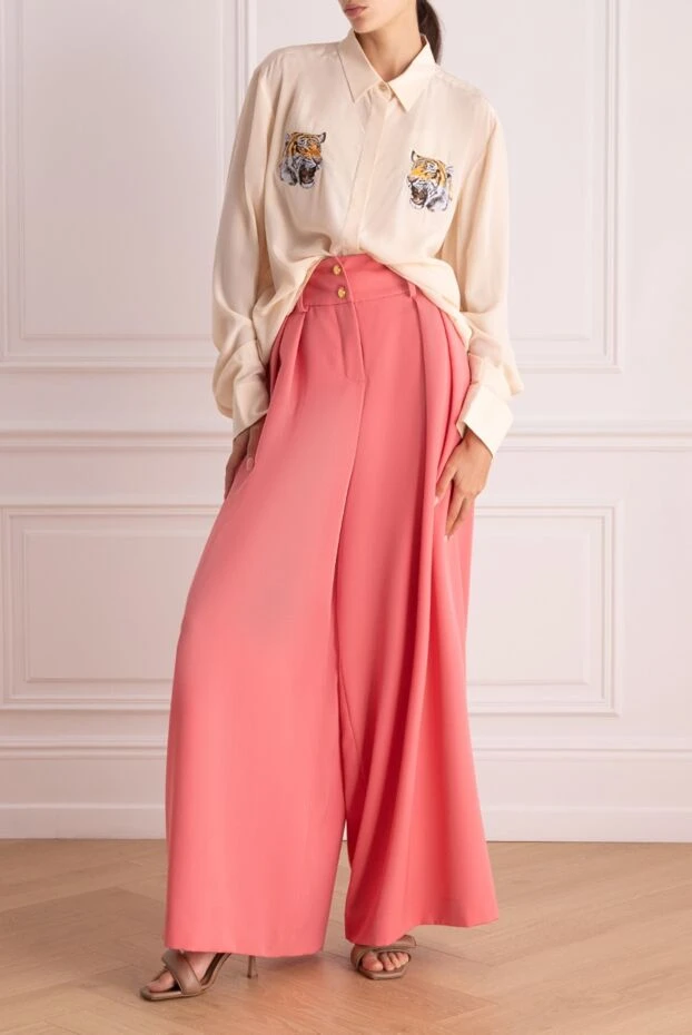 Balmain женские брюки из шерсти розовые женские купить с ценами и фото 167042 - фото 2