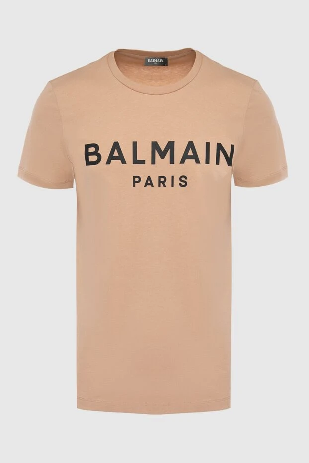Balmain мужские футболка из хлопка бежевая мужская купить с ценами и фото 167046 - фото 1