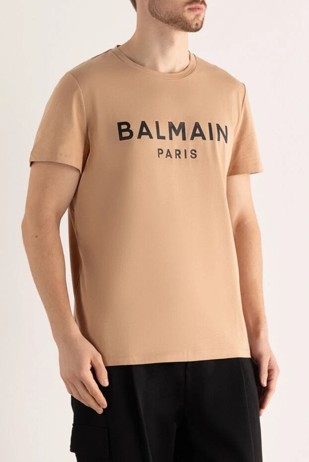 Balmain light mocha t-shirt with logo on chest 195701 - photo 3
