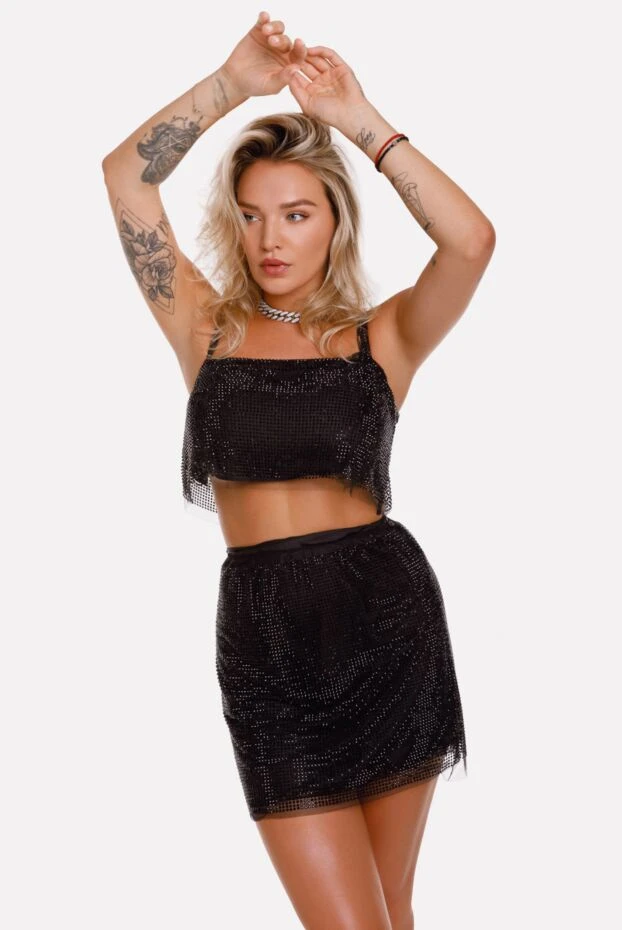 Prada костюм с юбкой из полиамида черный женский 167054 - фото 2