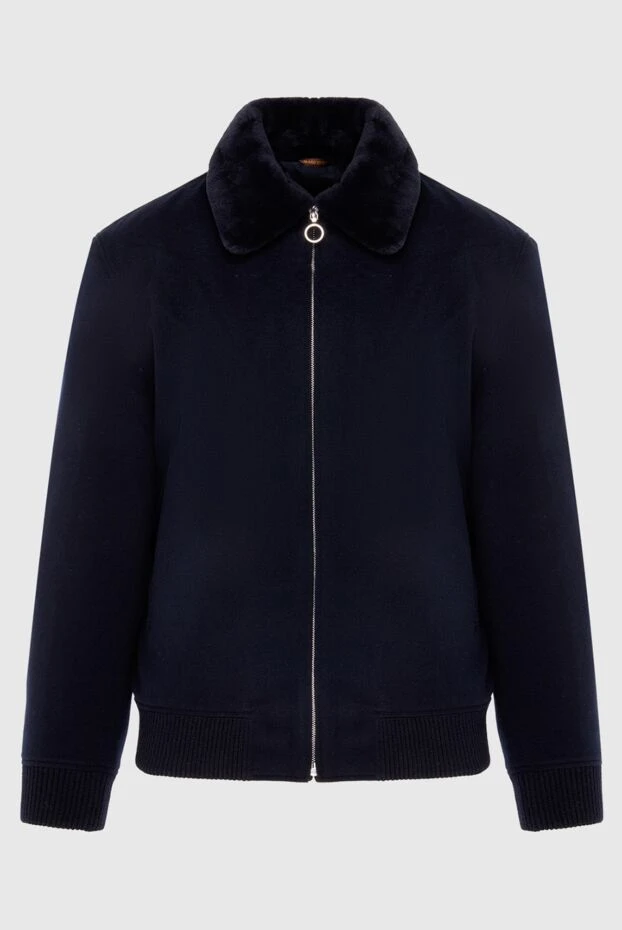 Seraphin мужские куртка из кашемира и натуральной кожи и натурального меха синяя мужская купить с ценами и фото 167068 - фото 1