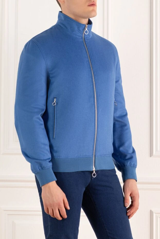 Seraphin man jacket with polyester fur and crocodile skin blue for men 170716 - photo 3