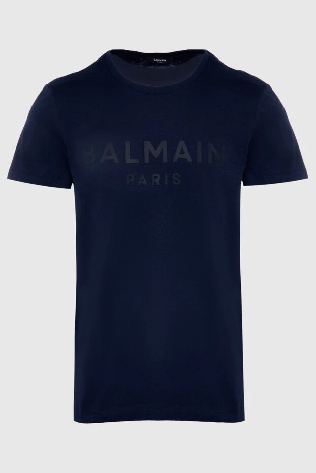 Balmain dark blue t-shirt with matte branding on the chest 195698 - photo 1
